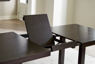 Neymorton Dining Extension Table - Dark Brown Dining Table with Extensions modern furniture Contempo Furniture