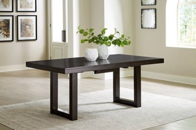 Neymorton Dining Extension Table - Dark Brown Dining Table with Extensions modern furniture Contempo Furniture