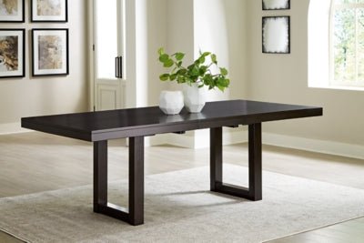Neymorton Dining Extension Table - Dark Brown Dining Table with Extensions modern furniture Contempo Furniture