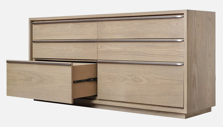 Modus Furniture Jvlh82 One Coastal Modern Six Drawer Dresser In Bisque