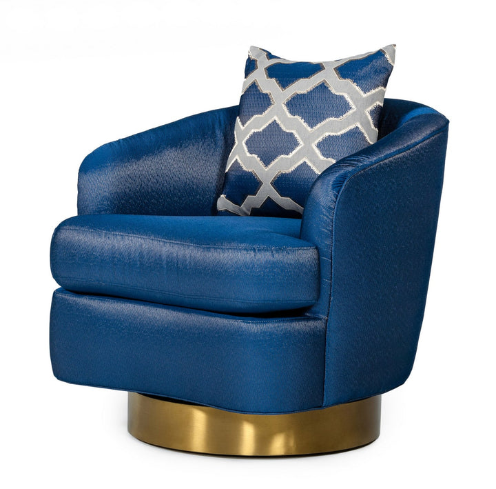Niagra - Glam Blue and Gold Fabric Accent Chair