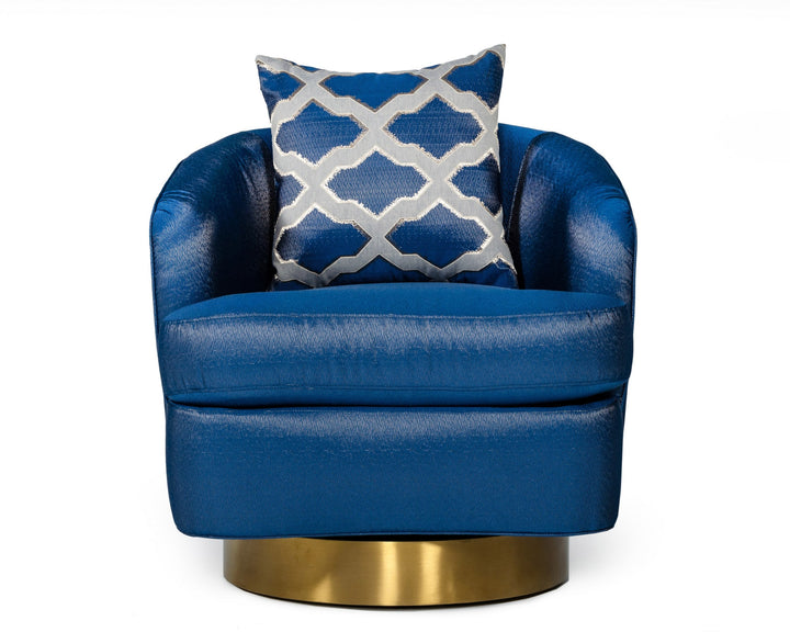 Niagra - Glam Blue and Gold Fabric Accent Chair