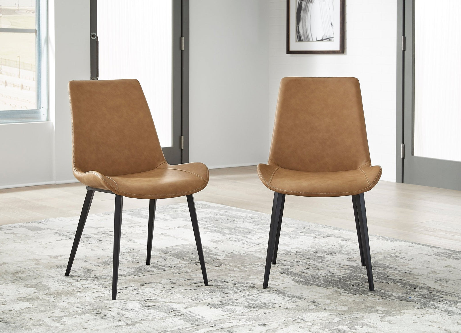 Nicoya Upholstered Dining Chair in Buckskin Synthetic Leather and Black (Set of 2) Chair modern furniture Contempo Furniture