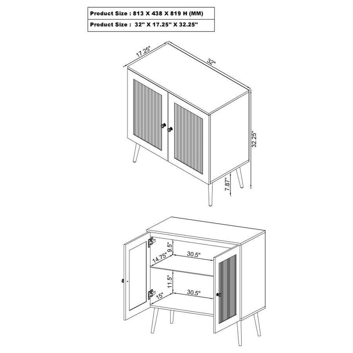 Nieta - 2 Door Engineered Wood Accent Cabinet - White High Gloss Accent Cabinet modern furniture Contempo Furniture