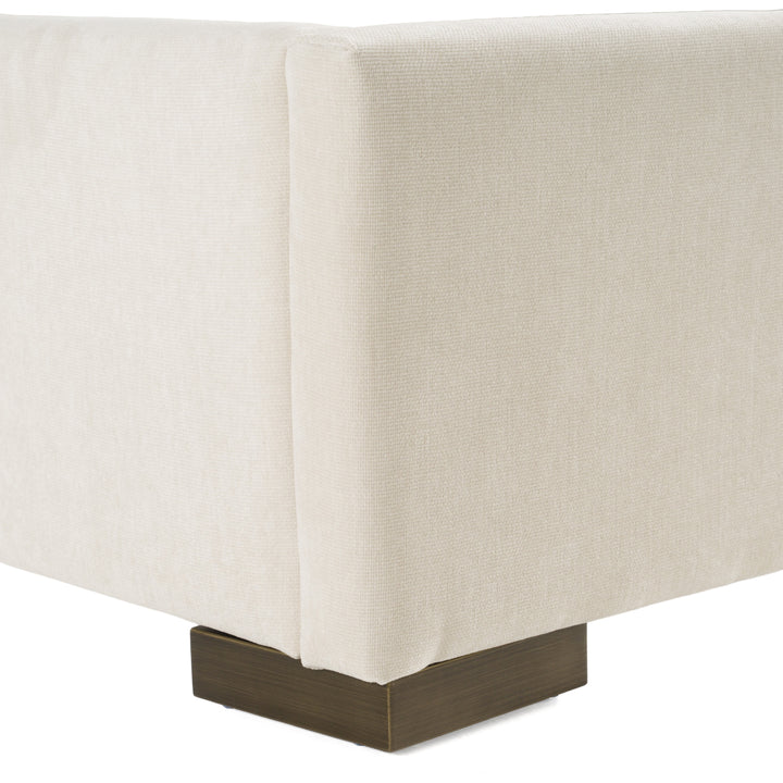 Nixa - Modern Beige Velvet + Brushed Bronze Bed + Birch Nightstands
