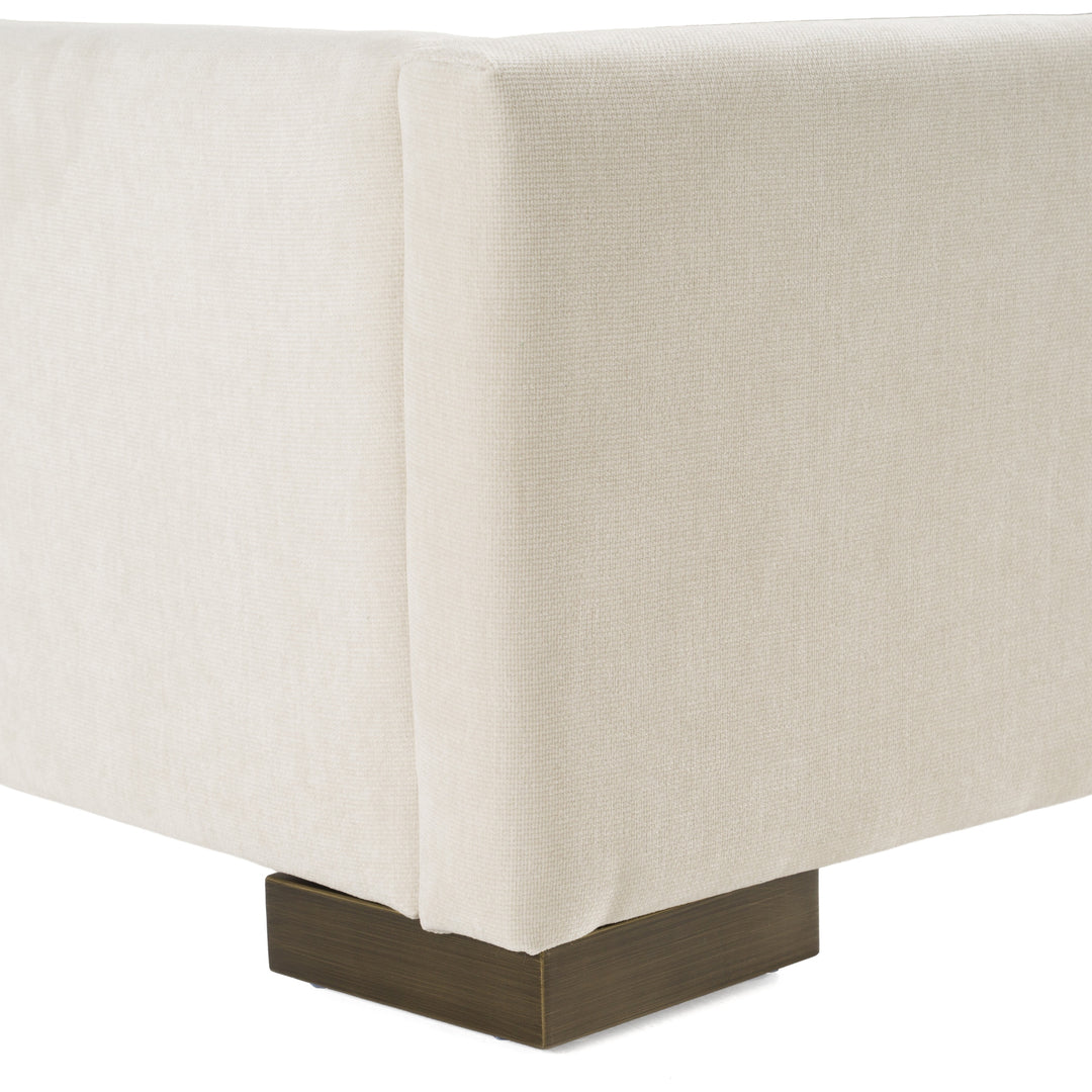 Nixa - Modern Beige Velvet + Brushed Bronze Bed + Birch Nightstands