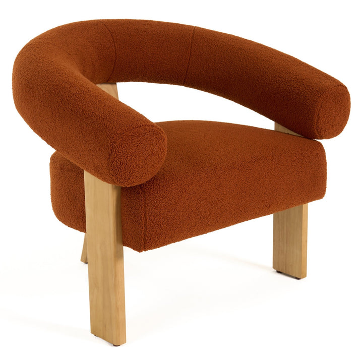 Nocona - Modern Rust Fabric + Wood Accent Chair