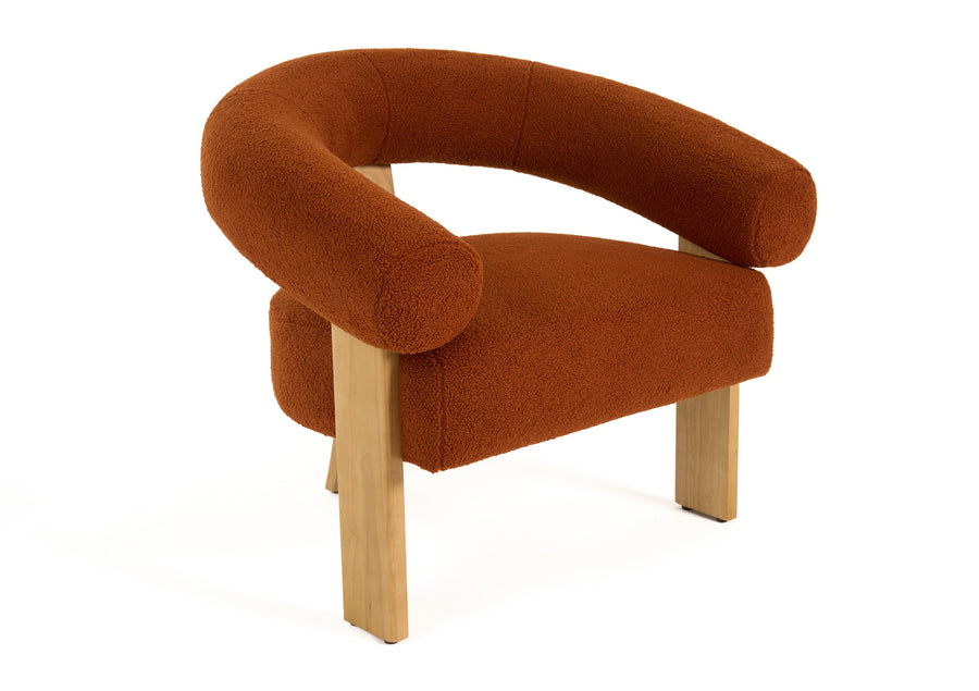 Nocona - Modern Rust Fabric  Wood Accent Chair