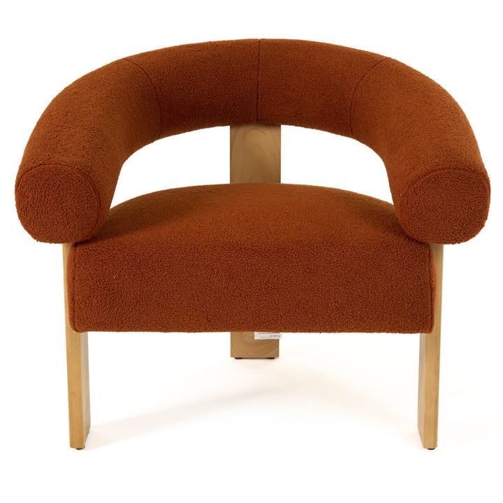 Nocona - Modern Rust Fabric + Wood Accent Chair
