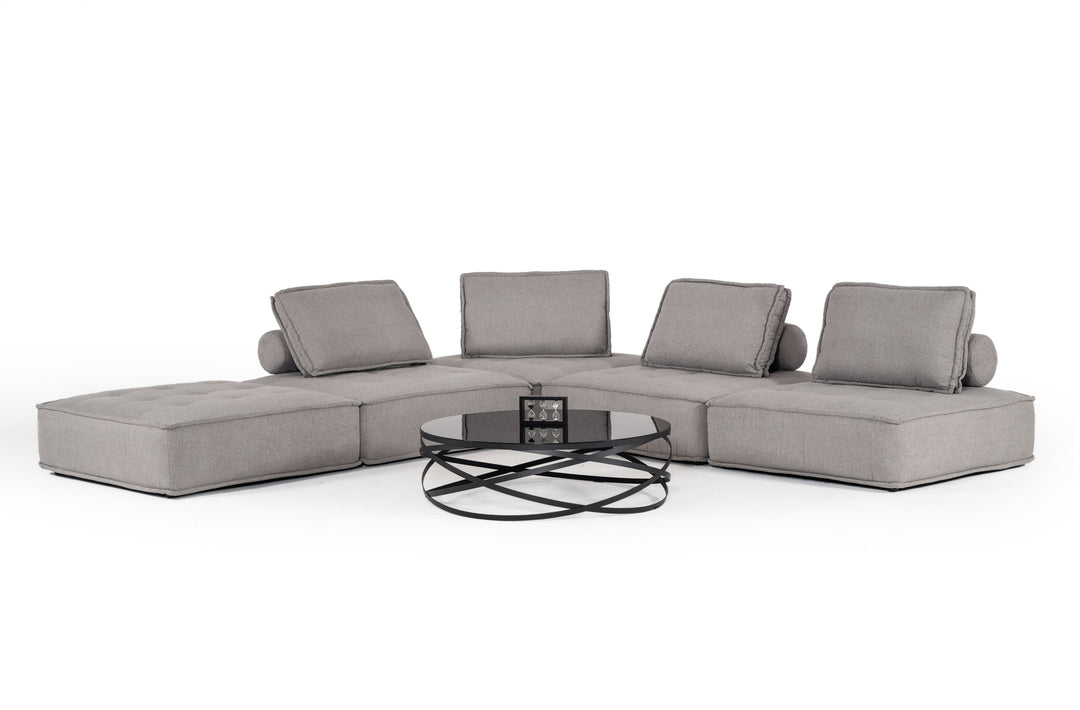 Nolden - Modern Modular Grey Fabric Armless Seat