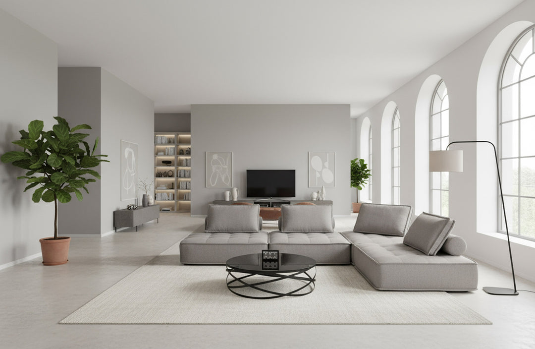 Nolden - Modern Grey Fabric Modular 4-Piece Sectional Sofa