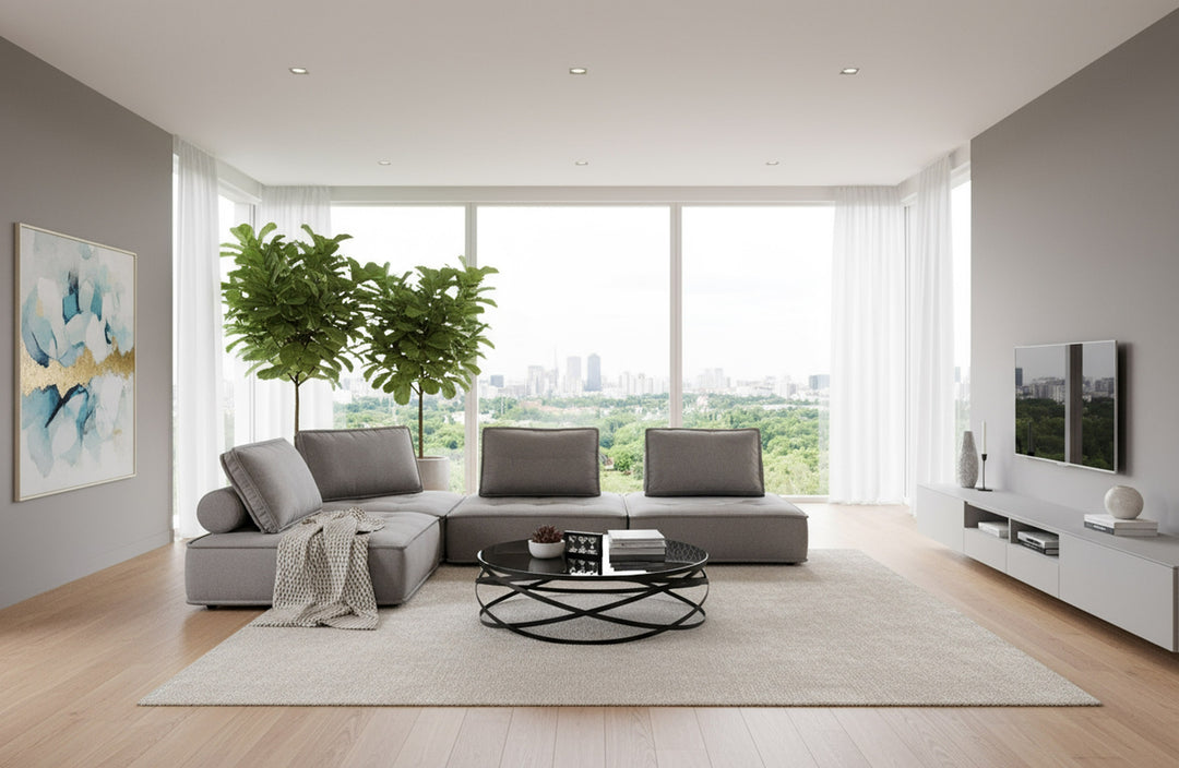 Nolden - Modern Grey Fabric Modular 4-Piece Sectional Sofa