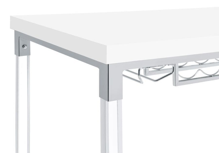 Norcrest - Acrylic Leg Bar Table - White High Gloss Bar Table modern furniture Contempo Furniture