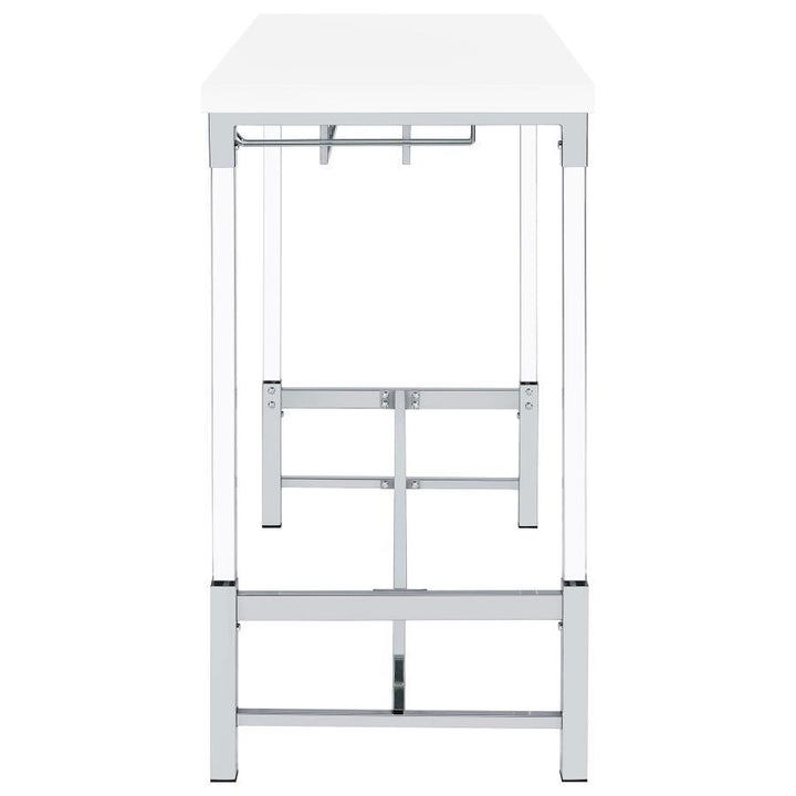 Norcrest - Acrylic Leg Bar Table - White High Gloss Bar Table modern furniture Contempo Furniture