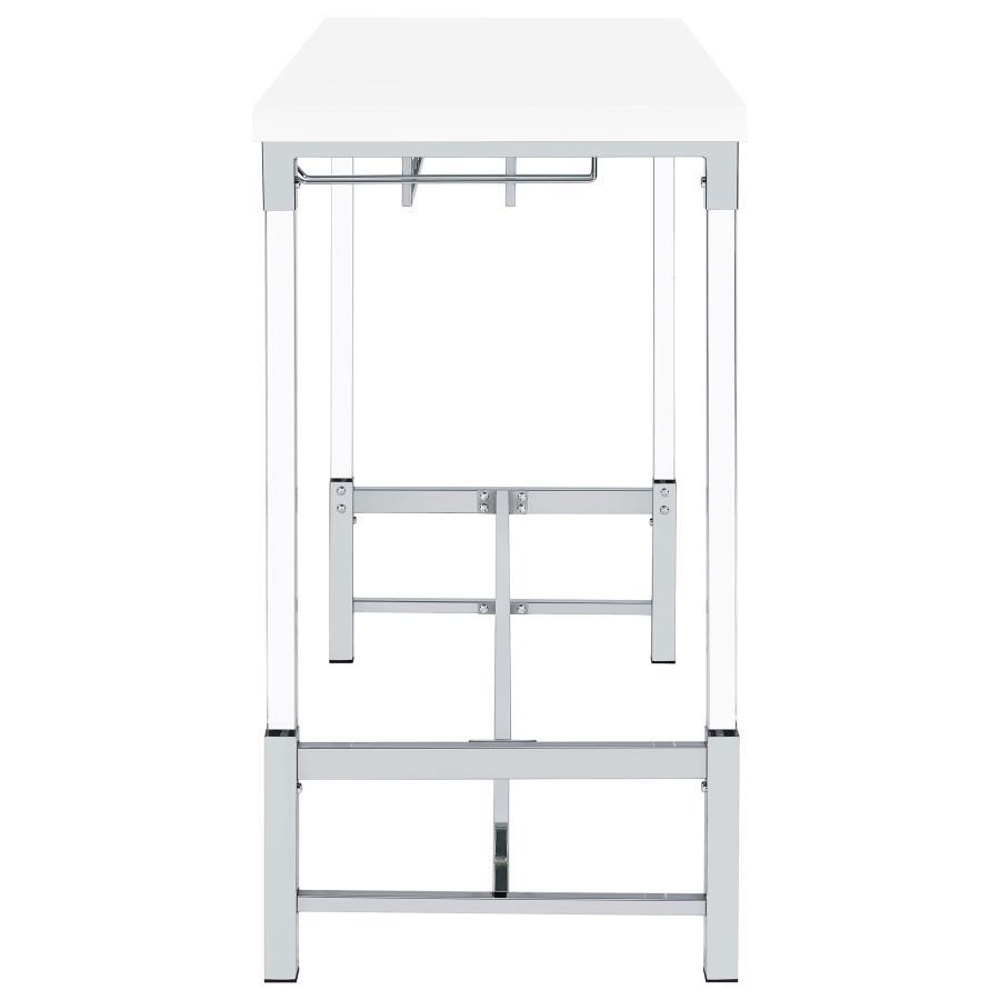 Norcrest - Acrylic Leg Bar Table - White High Gloss Bar Table modern furniture Contempo Furniture