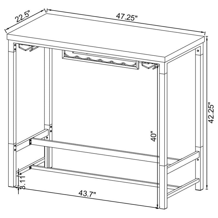Norcrest - Acrylic Leg Bar Table - White High Gloss Bar Table modern furniture Contempo Furniture