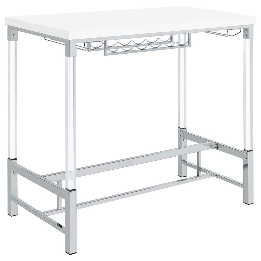 Norcrest - Acrylic Leg Bar Table - White High Gloss Bar Table modern furniture Contempo Furniture