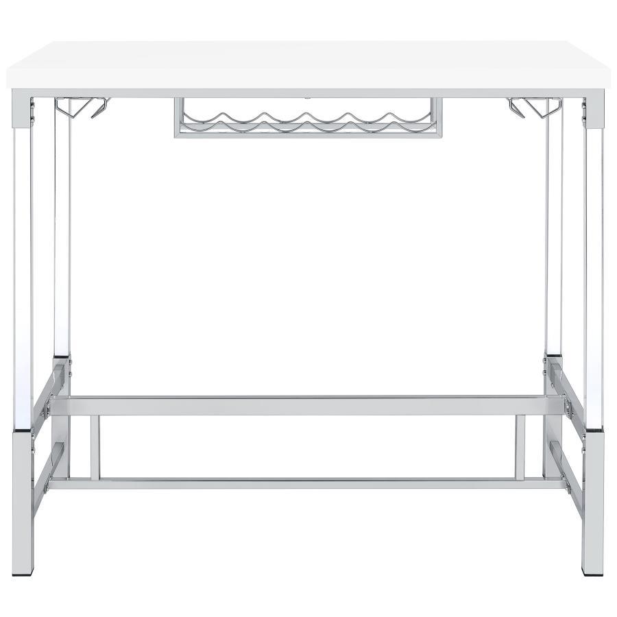 Norcrest - Acrylic Leg Bar Table - White High Gloss Bar Table modern furniture Contempo Furniture