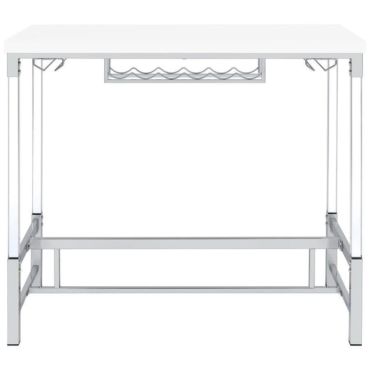 Norcrest - Acrylic Leg Bar Table - White High Gloss Bar Table modern furniture Contempo Furniture