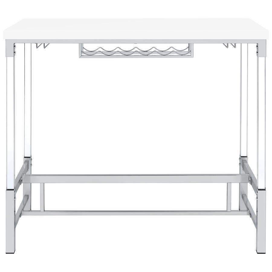 Norcrest - Acrylic Leg Bar Table - White High Gloss Bar Table modern furniture Contempo Furniture
