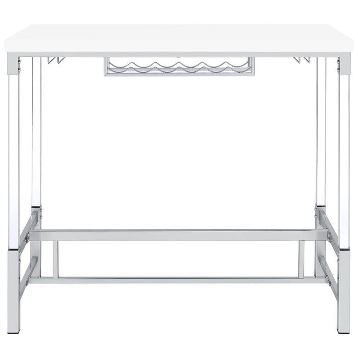 Norcrest - Acrylic Leg Bar Table - White High Gloss Bar Table modern furniture Contempo Furniture
