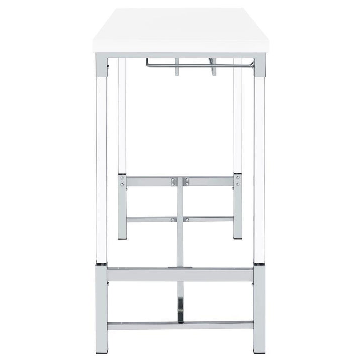 Norcrest - Acrylic Leg Bar Table - White High Gloss Bar Table modern furniture Contempo Furniture