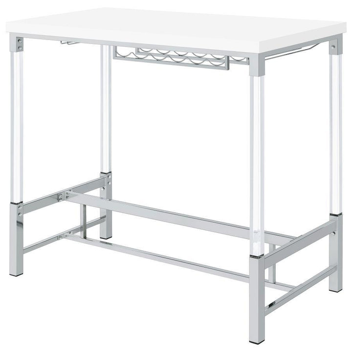 Norcrest - Acrylic Leg Bar Table - White High Gloss Bar Table modern furniture Contempo Furniture