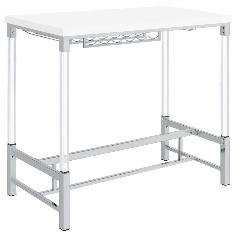 Norcrest - Acrylic Leg Bar Table - White High Gloss Bar Table modern furniture Contempo Furniture