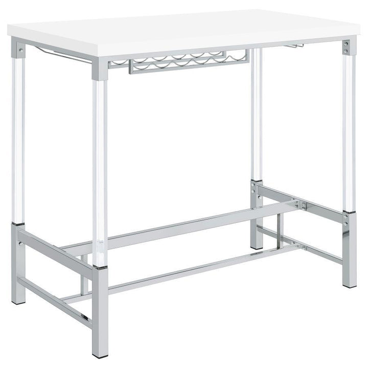 Norcrest - Acrylic Leg Bar Table - White High Gloss Bar Table modern furniture Contempo Furniture