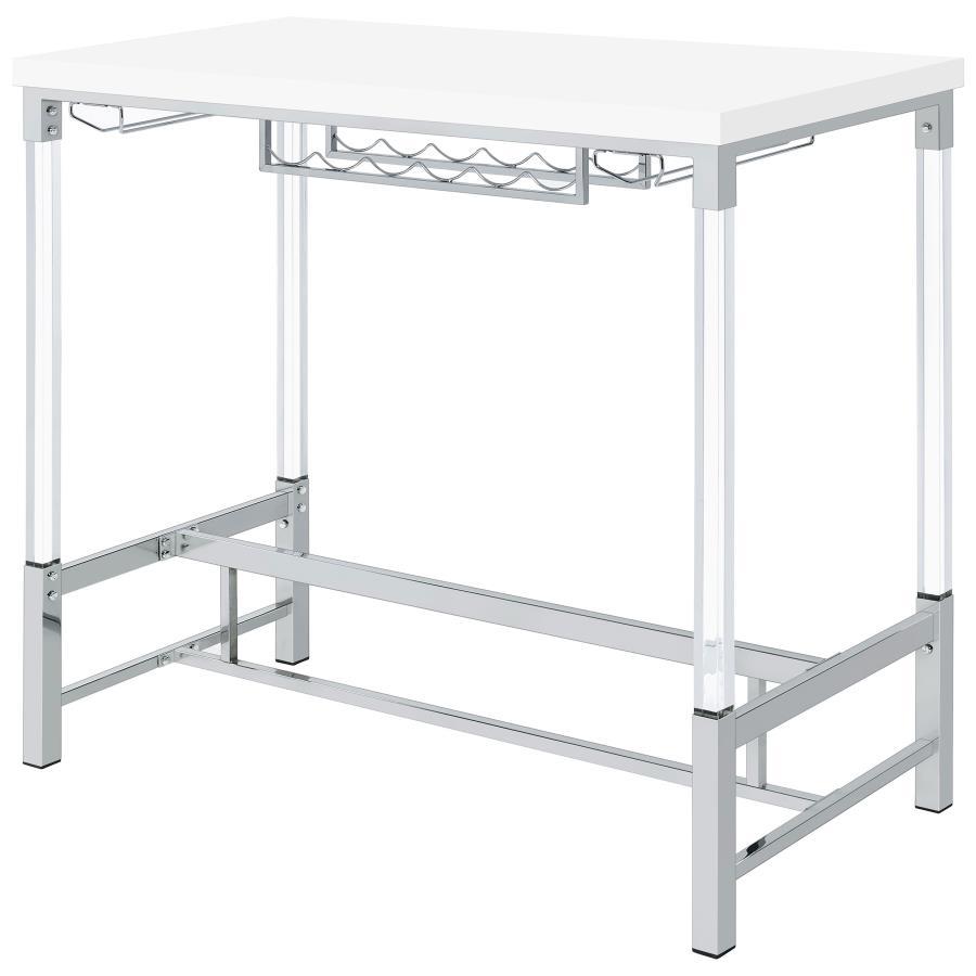 Norcrest - Acrylic Leg Bar Table - White High Gloss Bar Table modern furniture Contempo Furniture