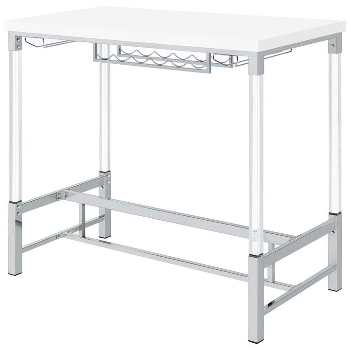 Norcrest - Acrylic Leg Bar Table - White High Gloss Bar Table modern furniture Contempo Furniture