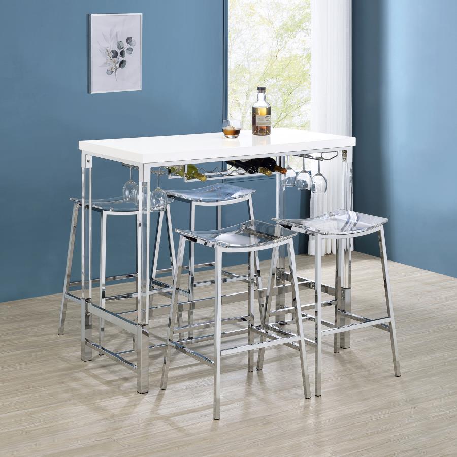 Norcrest - Acrylic Leg Bar Table - White High Gloss Bar Table modern furniture Contempo Furniture