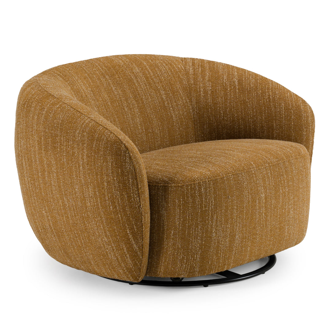 Norris  Modern Mustard Fabric Swivel Accent Chair