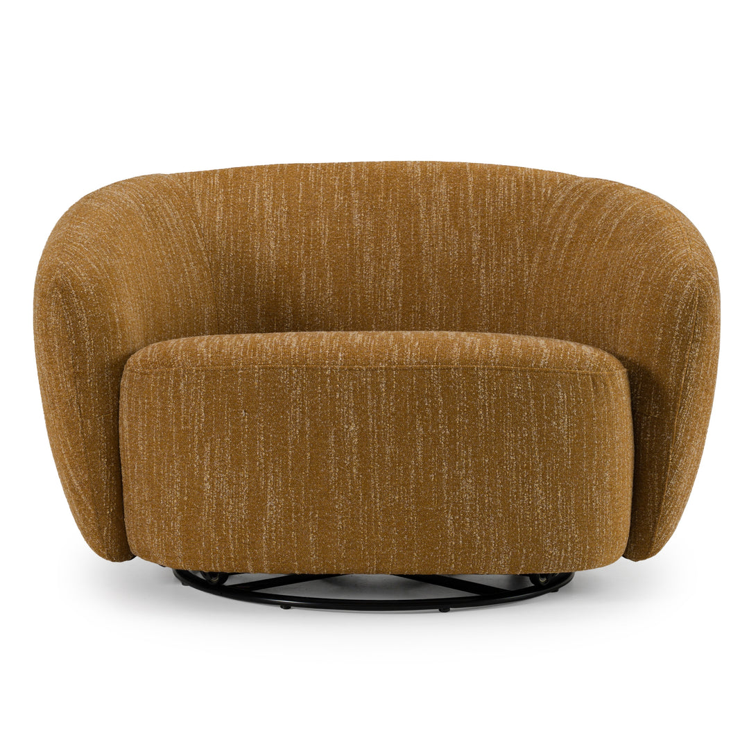 Norris  Modern Mustard Fabric Swivel Accent Chair