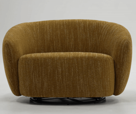 Norris - Modern Mustard Fabric Swivel Accent Chair - View 9