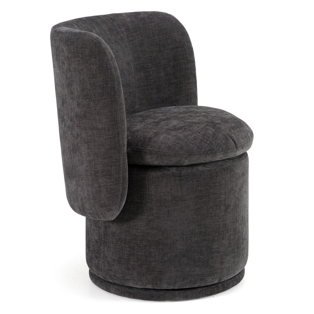 Norris  Modern Dark Grey Fabric Swivel Dining Chair