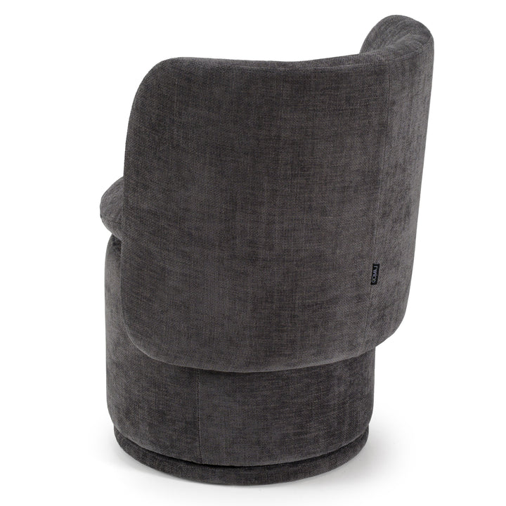 Norris - Modern Dark Grey Fabric Swivel Dining Chair