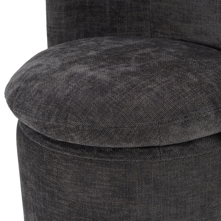 Norris - Modern Dark Grey Fabric Swivel Dining Chair