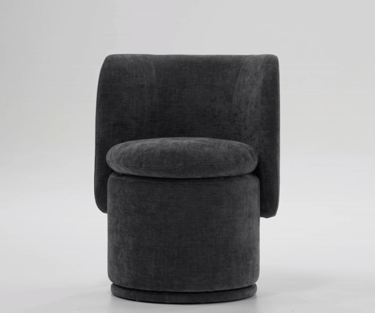 Norris - Modern Dark Grey Fabric Swivel Dining Chair