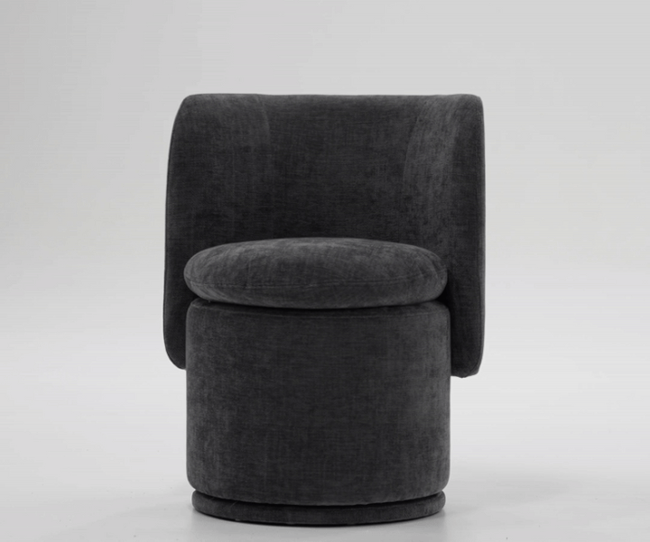 Norris  Modern Dark Grey Fabric Swivel Dining Chair