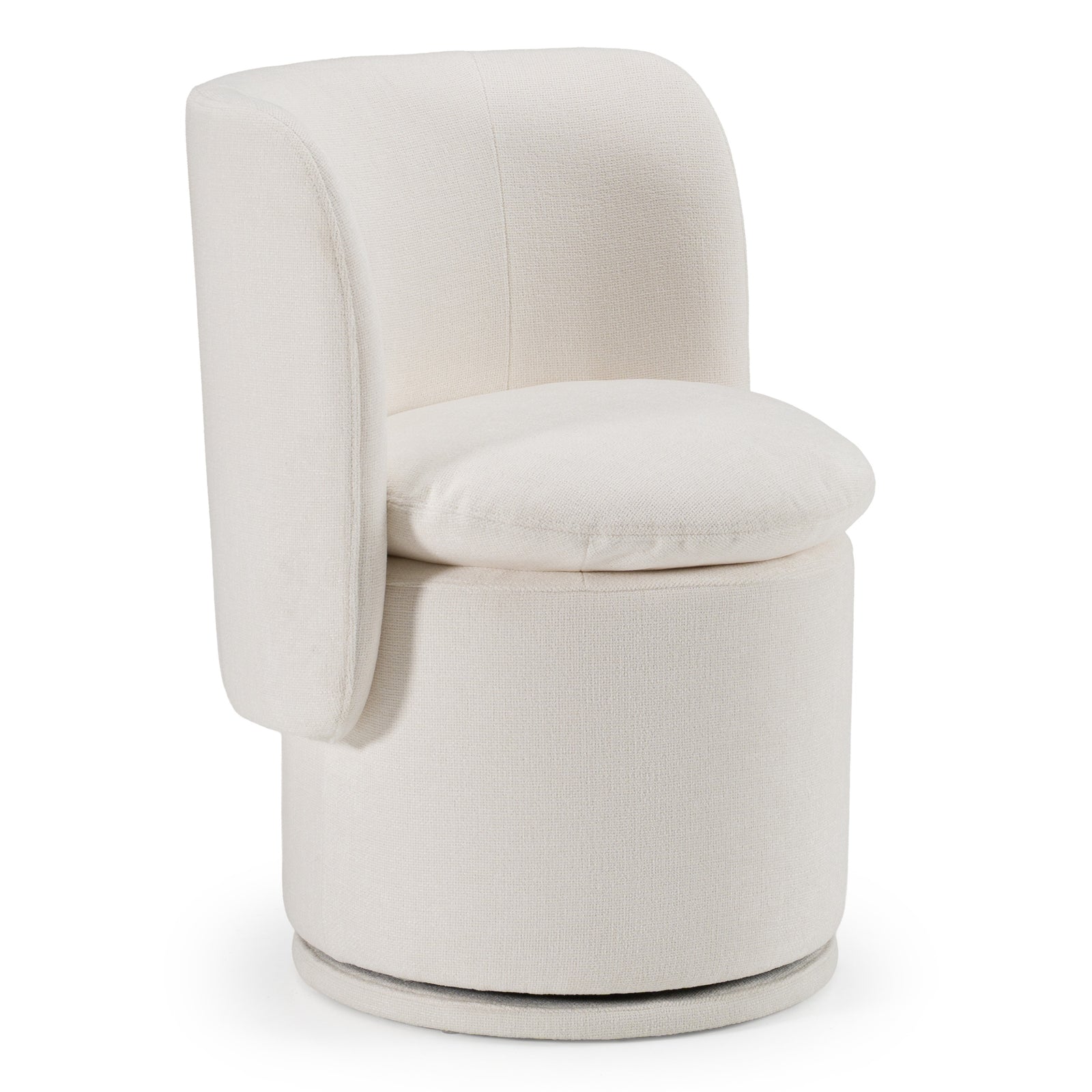 Norris - Modern Ivory Fabric Swivel Dining Chair