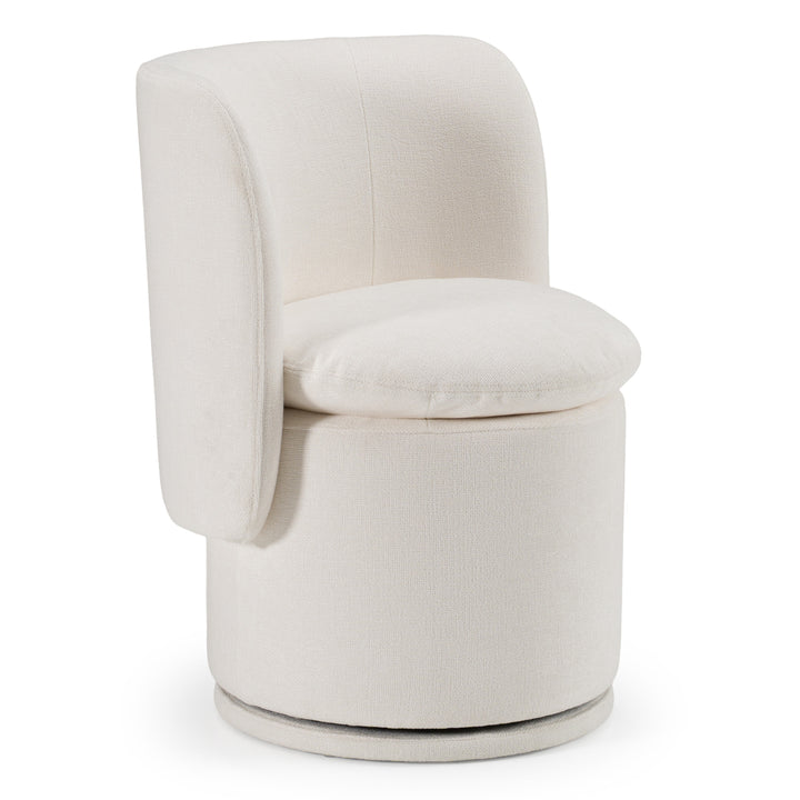 Norris  Modern Ivory Fabric Swivel Dining Chair
