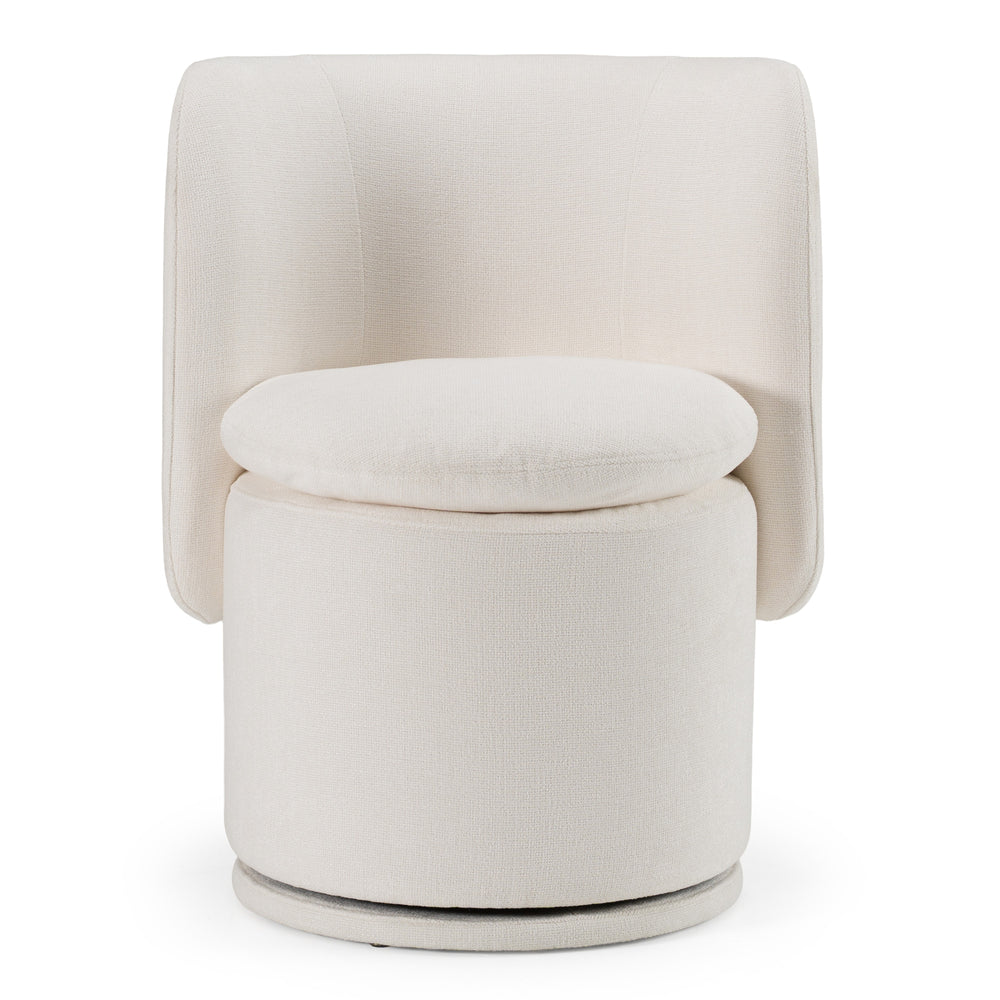 Norris - Modern Ivory Fabric Swivel Dining Chair - View 3