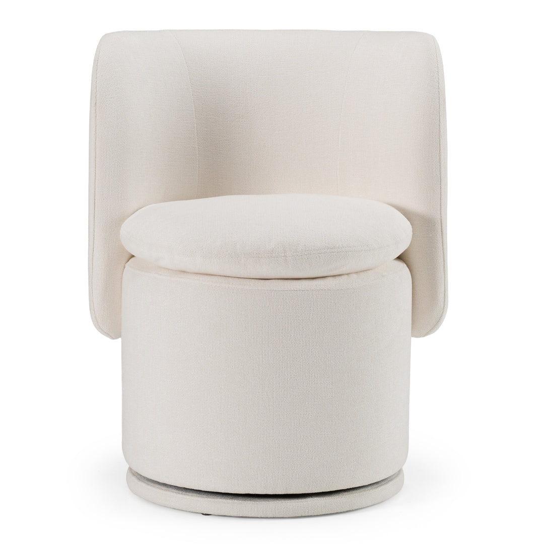 Norris - Modern Ivory Fabric Swivel Dining Chair