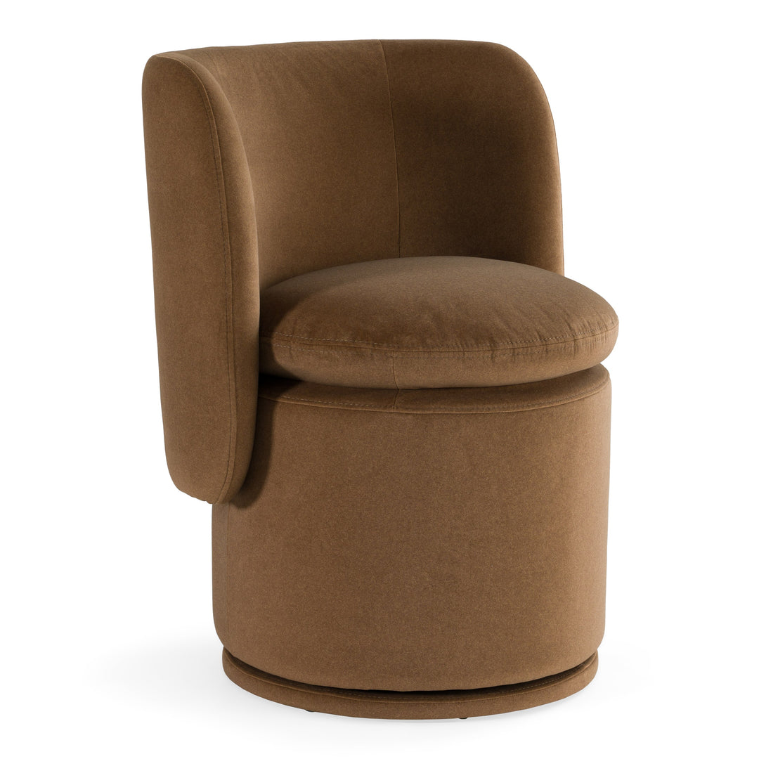 Norris - Modern Brown Fabric Swivel Dining Chair
