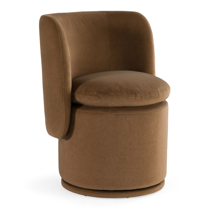 Norris  Modern Brown Fabric Swivel Dining Chair
