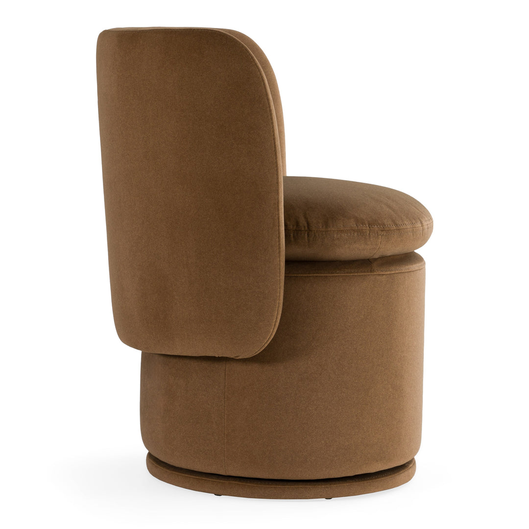 Norris - Modern Brown Fabric Swivel Dining Chair