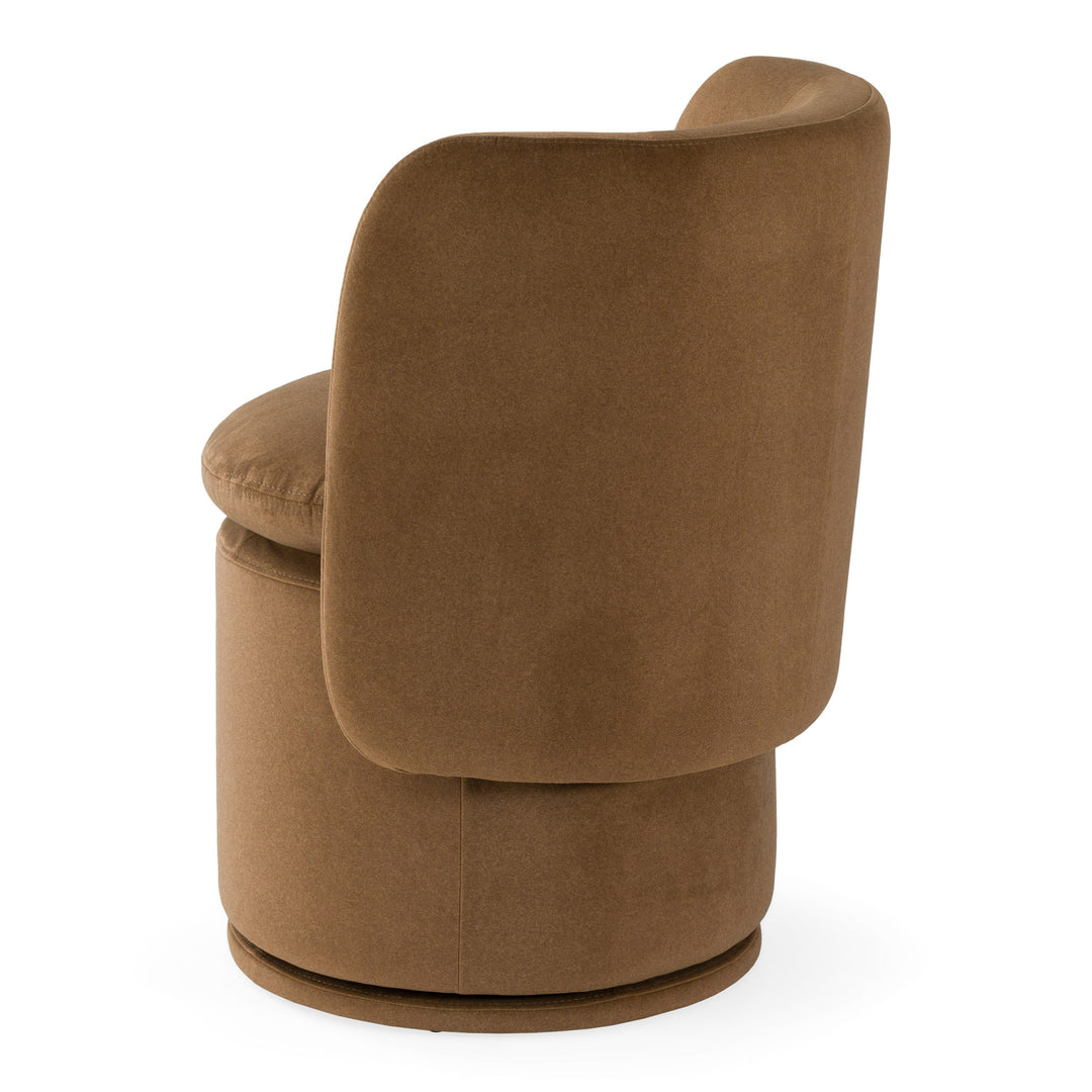 Norris - Modern Brown Fabric Swivel Dining Chair