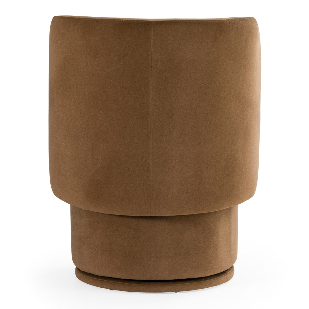 Norris - Modern Brown Fabric Swivel Dining Chair - View 4