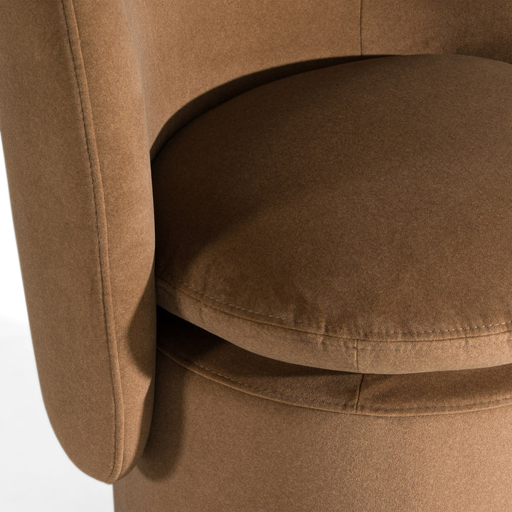 Norris - Modern Brown Fabric Swivel Dining Chair
